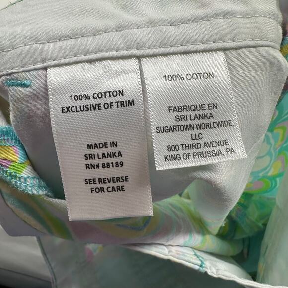 Lilly Pulitzer Shorts Women 0 Blue Green Buttercup Scalloped Hem Preppy Colorful - Picture 5 of 12